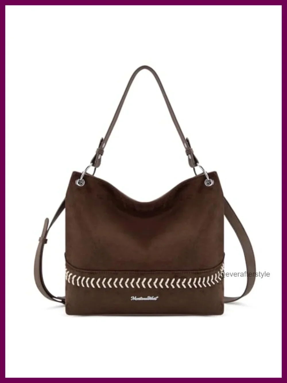 Faux Suede Hobo Bag Slouchy Shoulder Tote Purse with Zip Top and Crossbody Strap